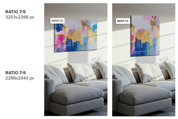 Hung Canvas Mockup Pack 007 – Living Room Scene