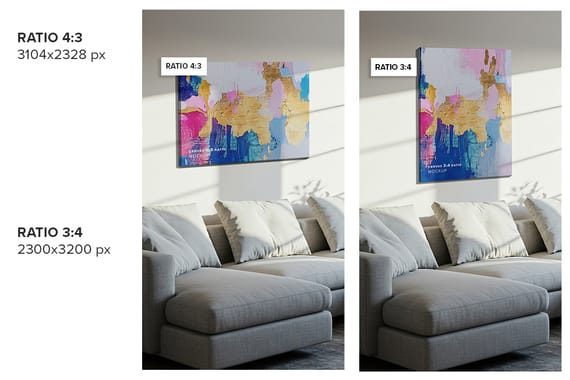 Hung Canvas Mockup Pack 007 – Living Room Scene