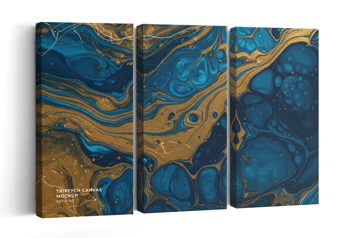 Triptych Canvas Mockup - Ratio 1x2