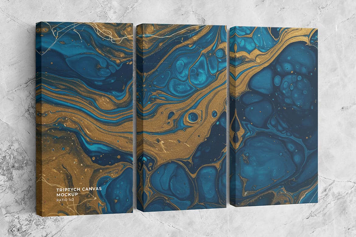 Triptych Canvas Mockup - Ratio 1x2