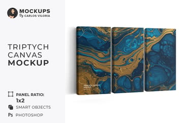 Triptych Canvas Mockup - Ratio 1x2