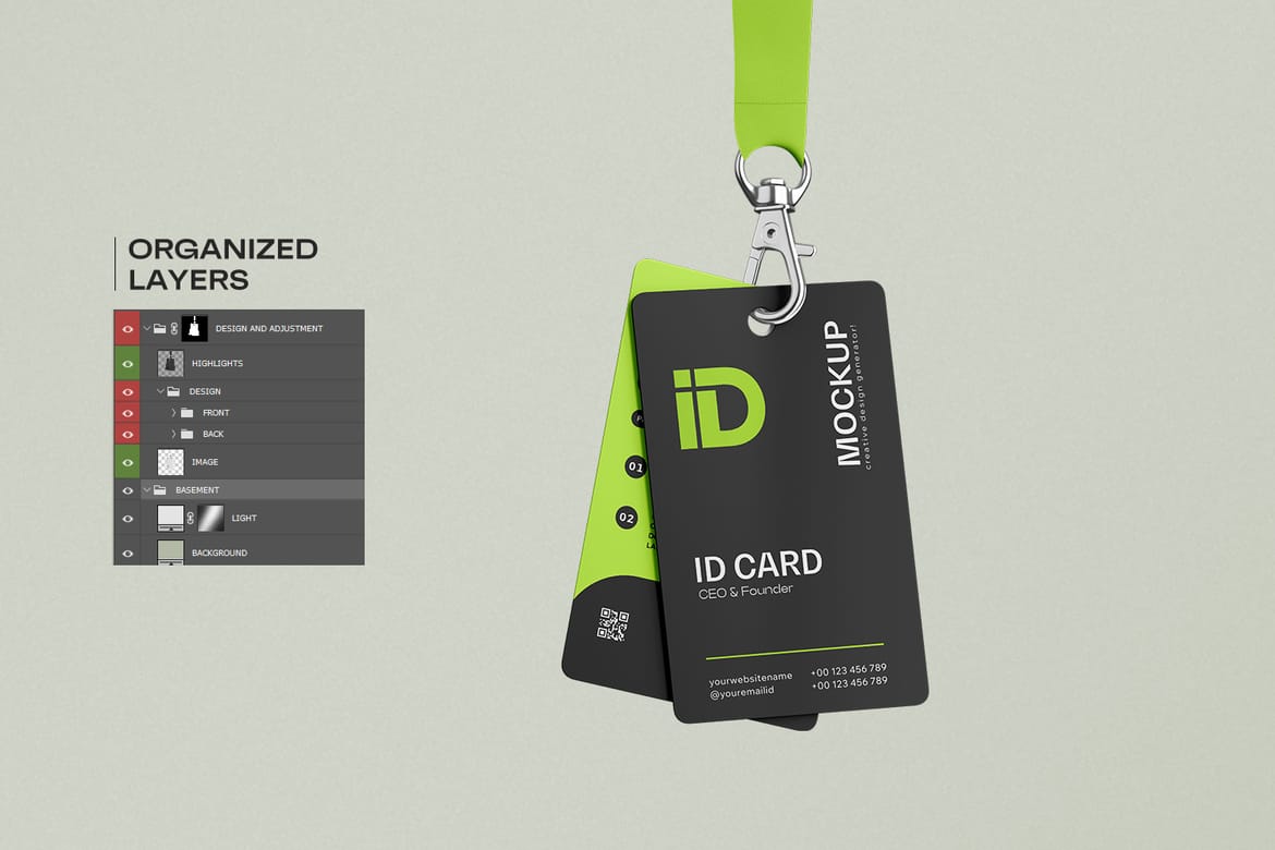 ID Card Mockup with Lanyard