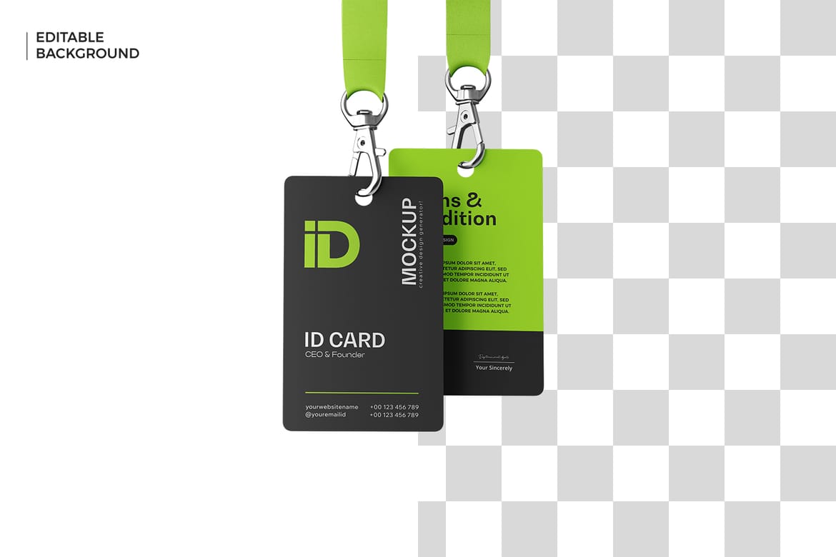 ID Card Mockup with Lanyard