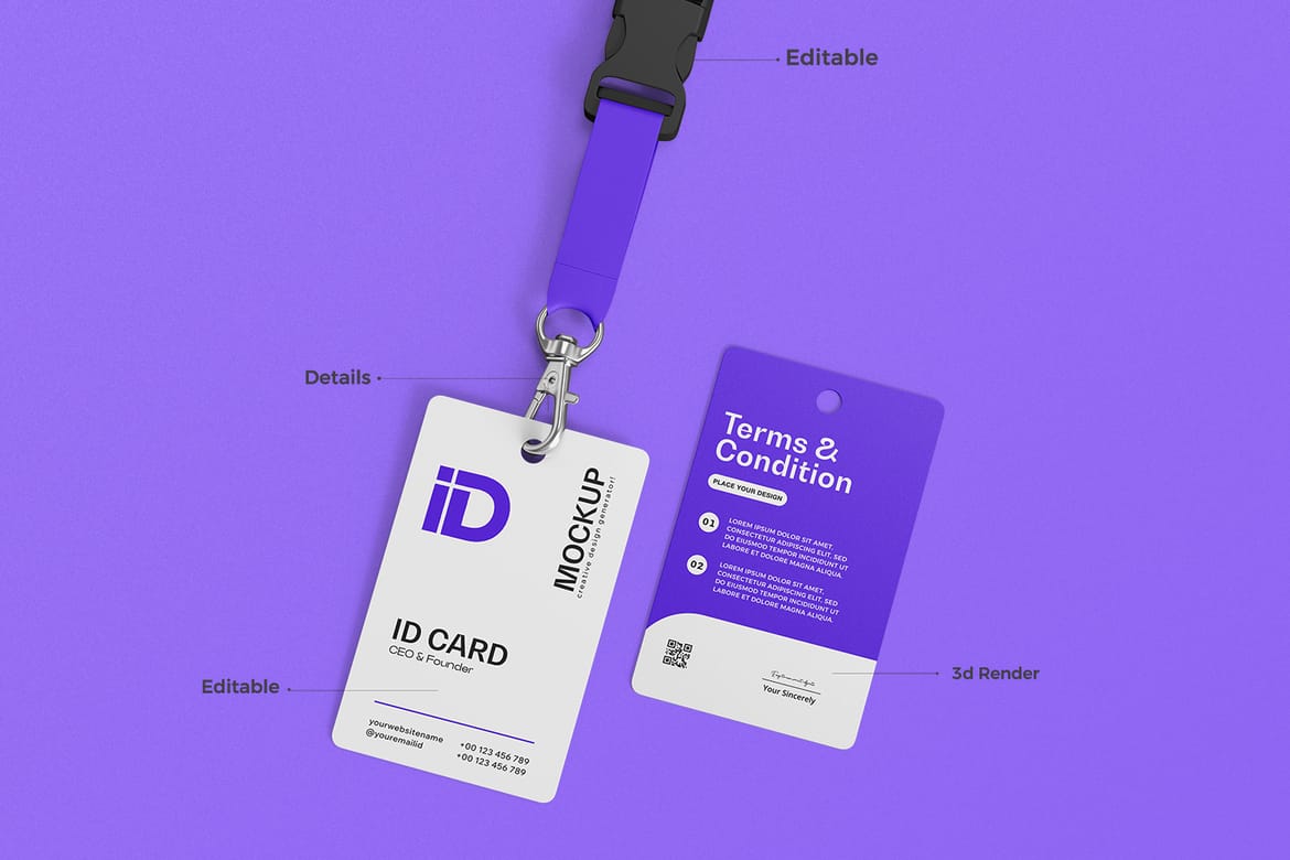 ID Card Mockup with Lanyard