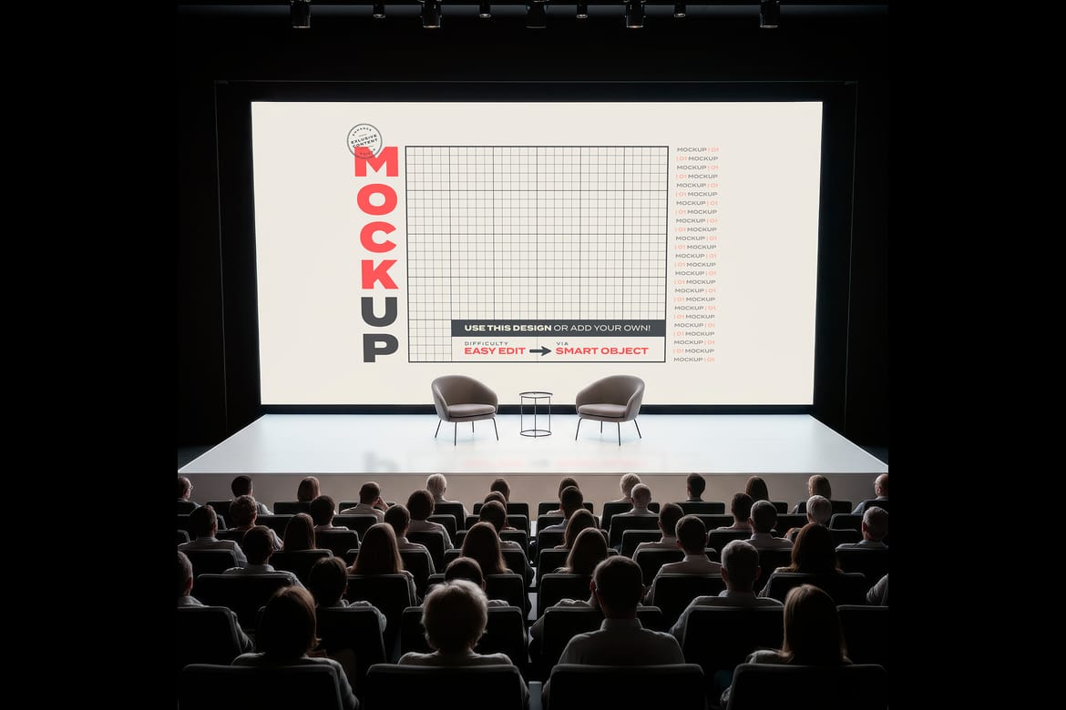 Conference Screen Big Screen on Auditorium Mockups