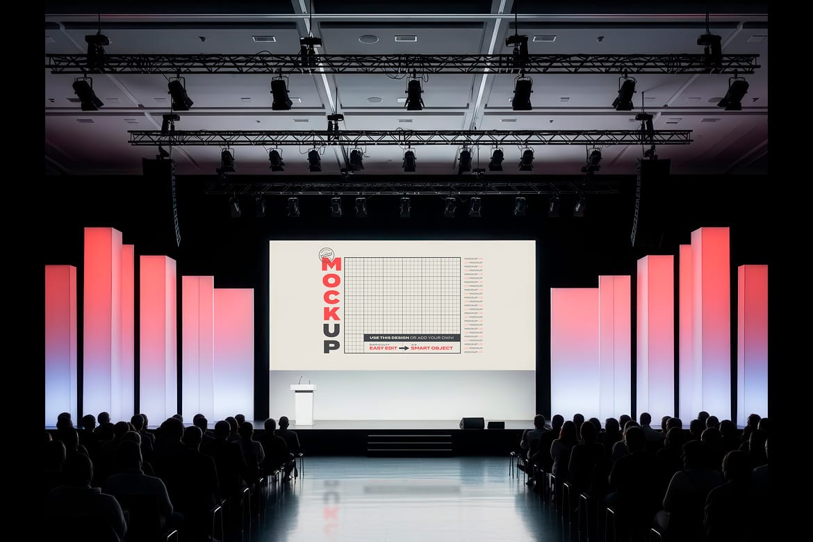 Conference Screen Big Screen on Auditorium Mockups