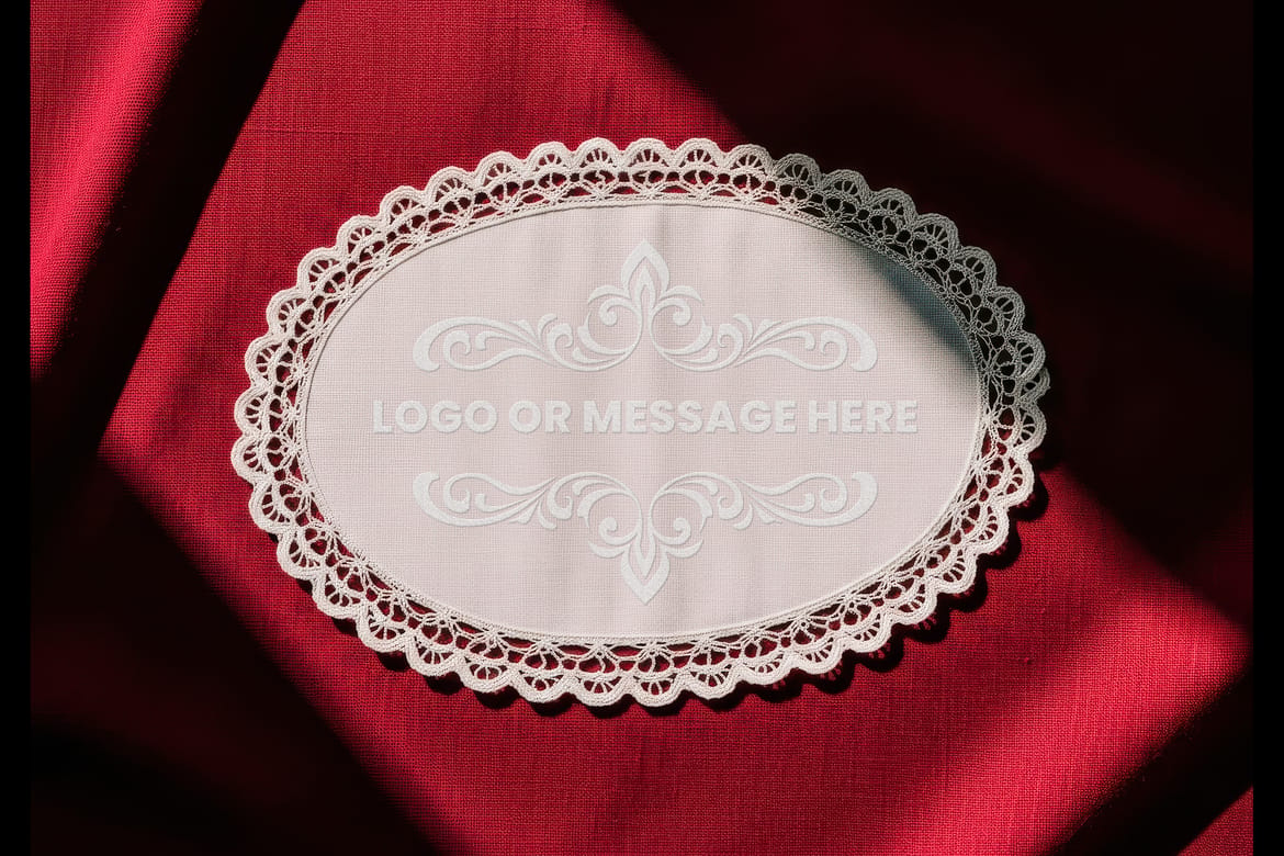 Fabric Lace Centerpiece Cloth Mockups