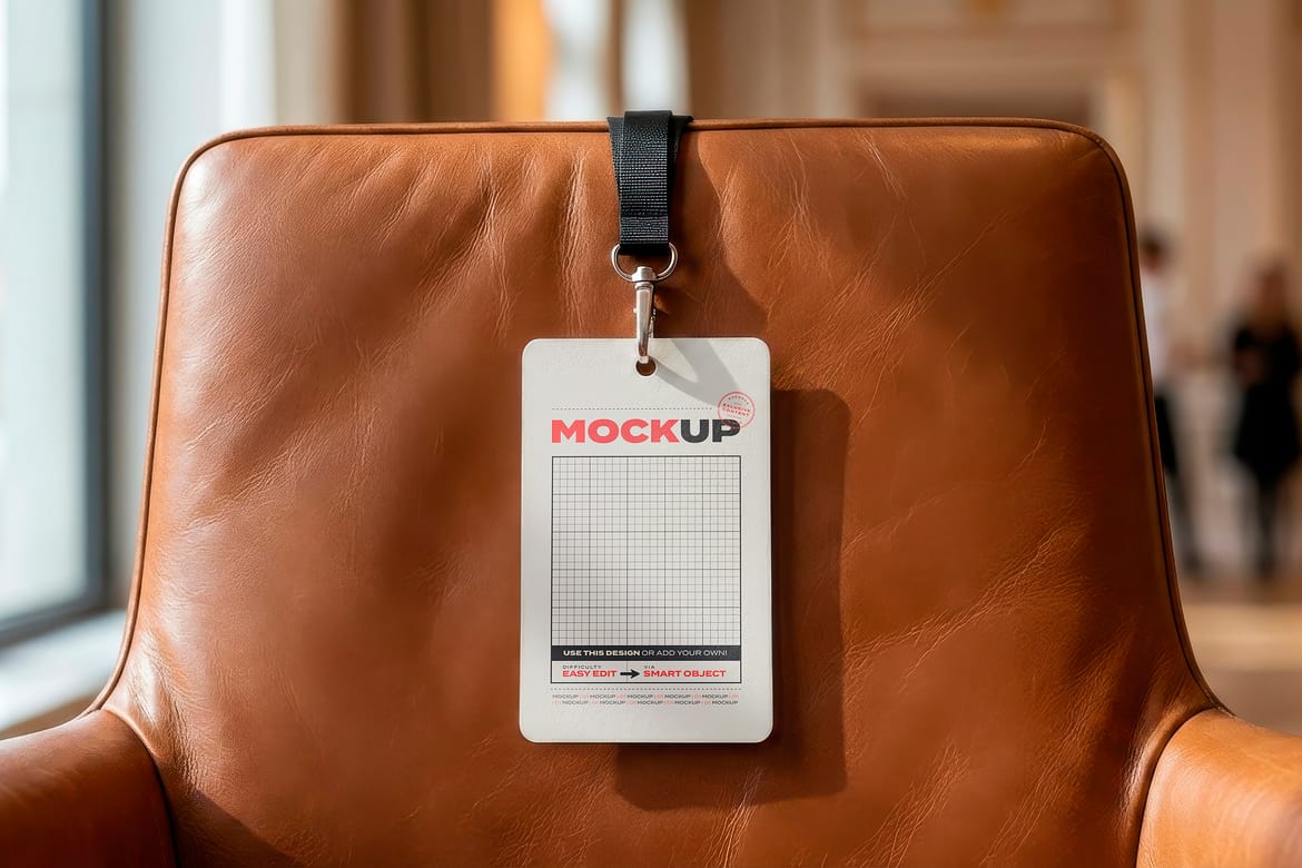 Id Card on Leather Chair Mockups