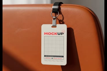 Id Card on Leather Chair Mockups