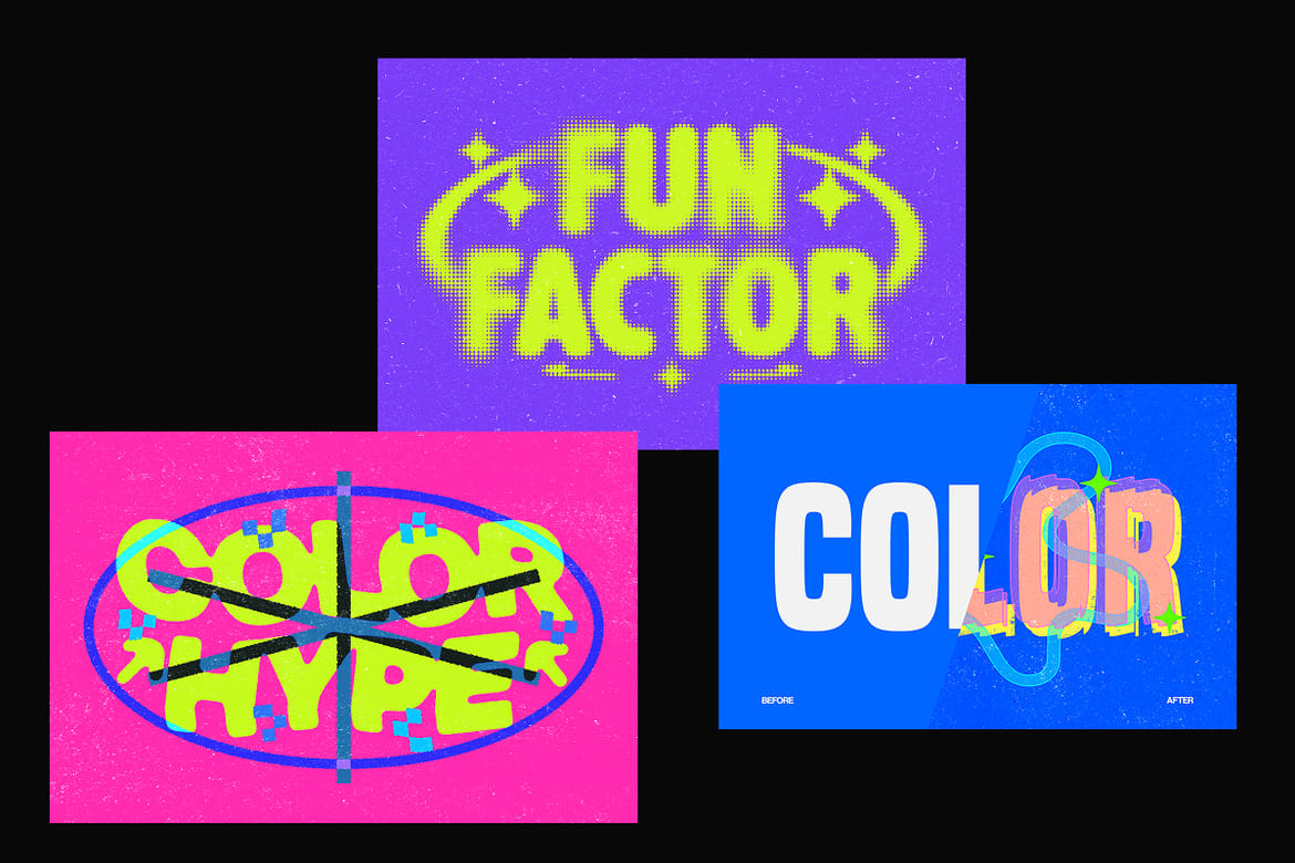 Colorful Halftone Grunge Text Effect