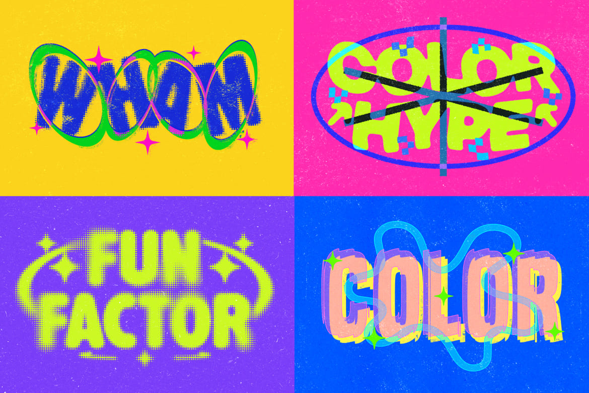Colorful Halftone Grunge Text Effect