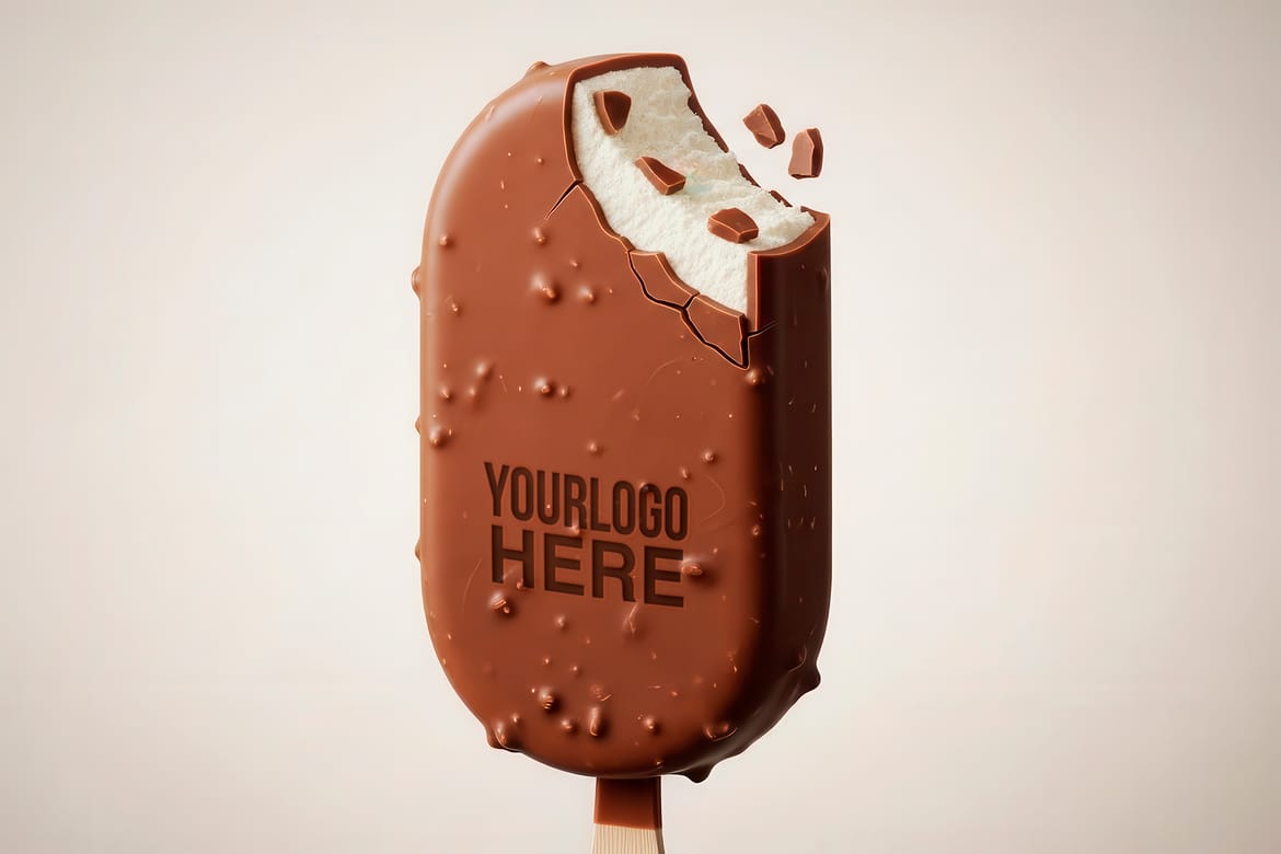 Chocolate Covered Ice Cream Bar Logo Mockup