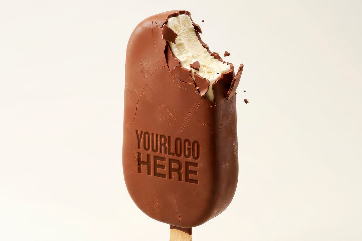 Chocolate Covered Ice Cream Bar Logo Mockup
