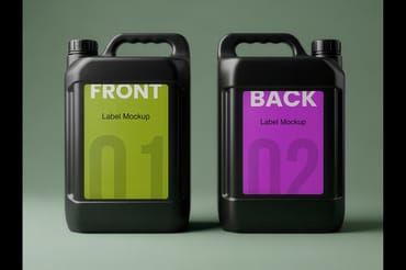 Jerrycans Front and Back Label Mockups