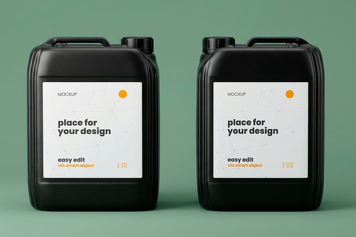 Jerrycans Front and Back Label Mockups