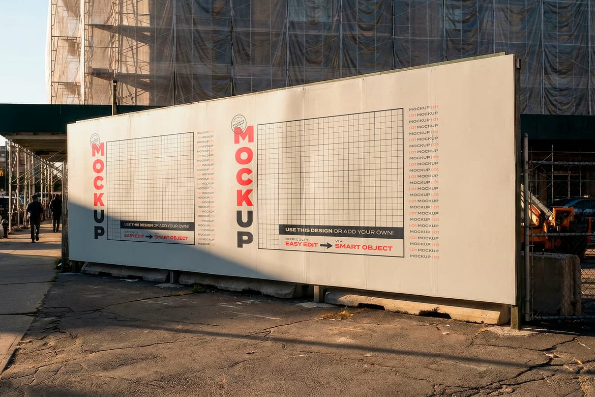 Horizontal Street Sign Construction Site Mockups