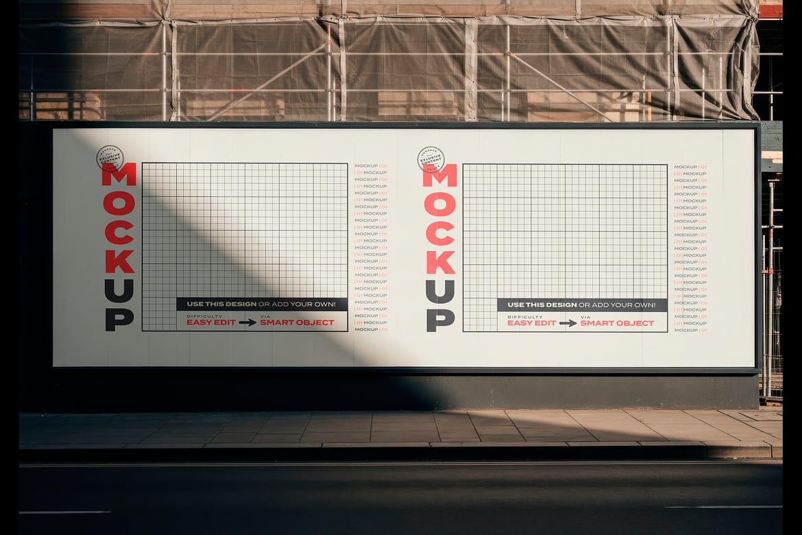 Horizontal Street Sign Construction Site Mockups