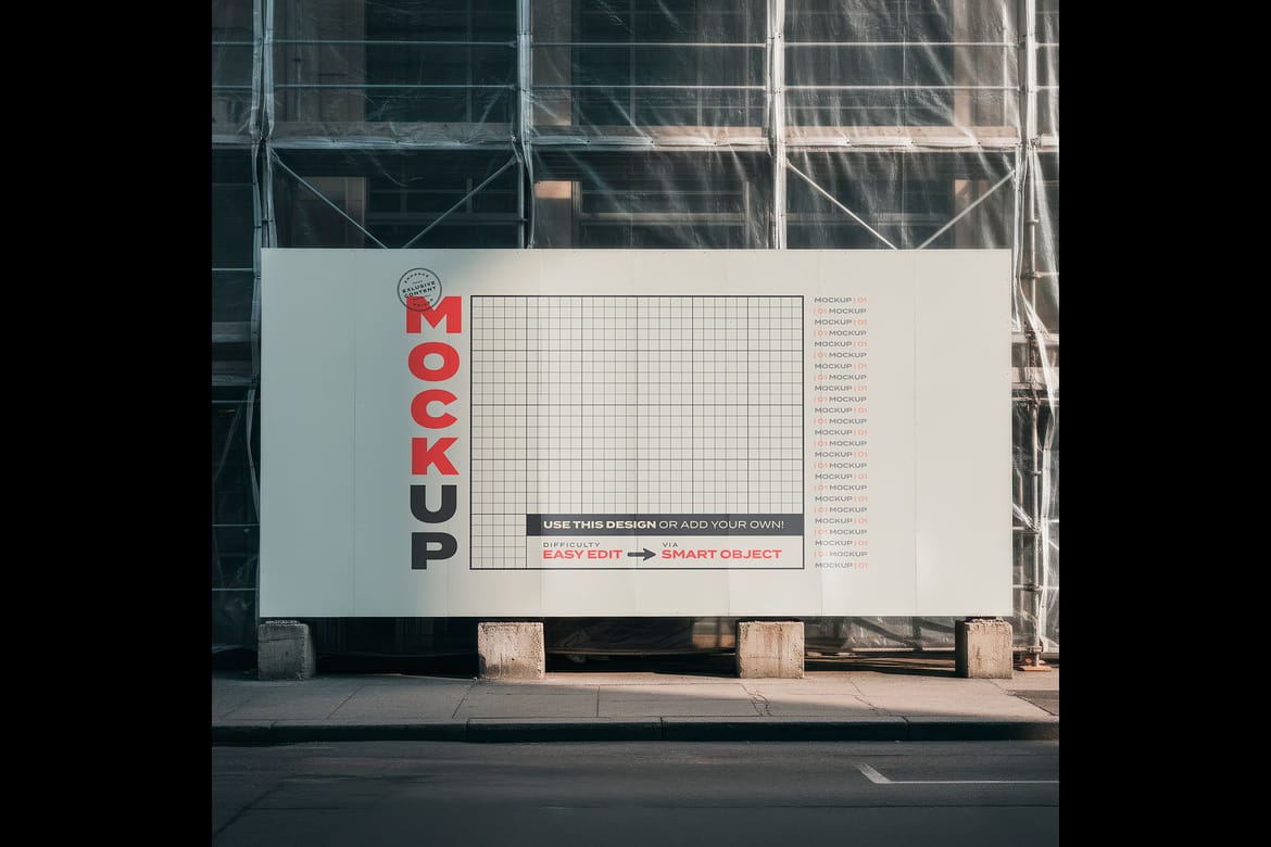 Horizontal Street Sign Construction Site Mockups