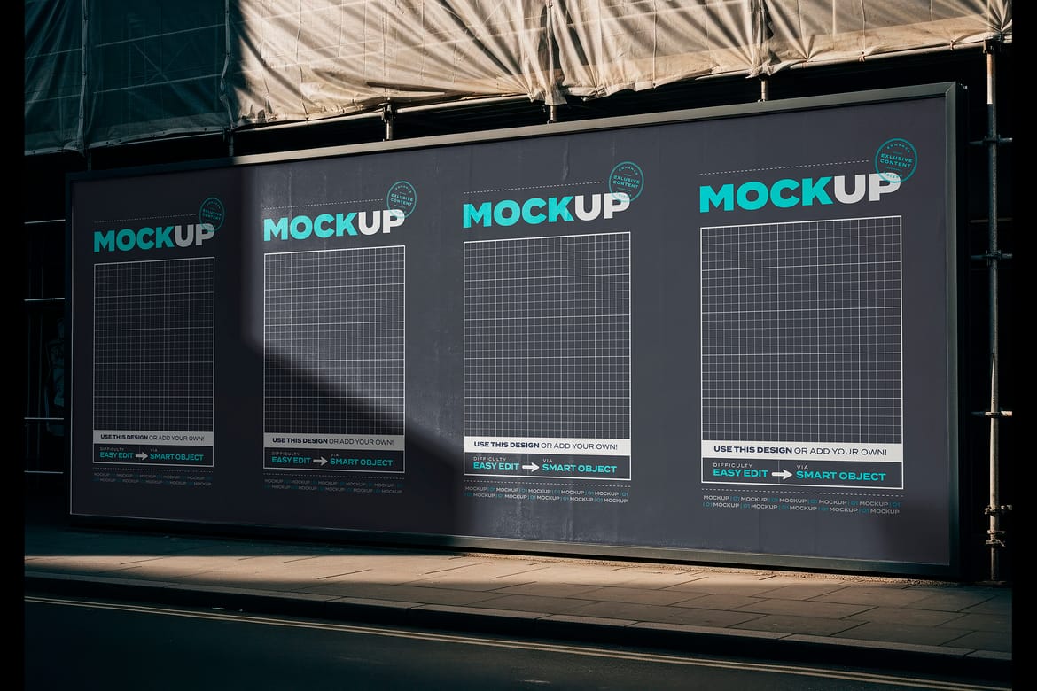 Horizontal Street Sign Construction Site Mockups