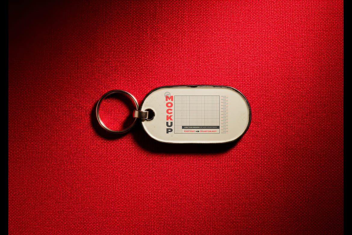 Keyring Red Fabric Background Scene Mockups