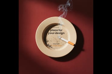 Ashtray and Cigarettes Dish Mockups