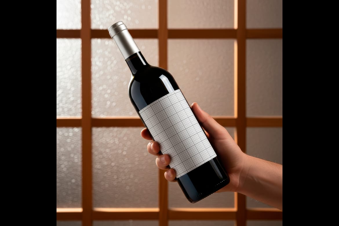 Hand Holding Bottle Collection Label Mockups