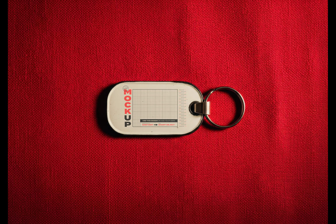 Keyring Red Fabric Background Scene Mockups