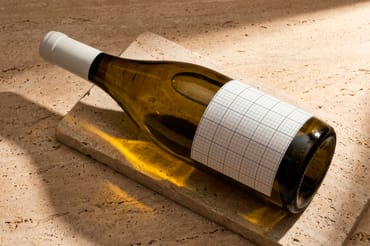 White Wine on Marble Label Mockup