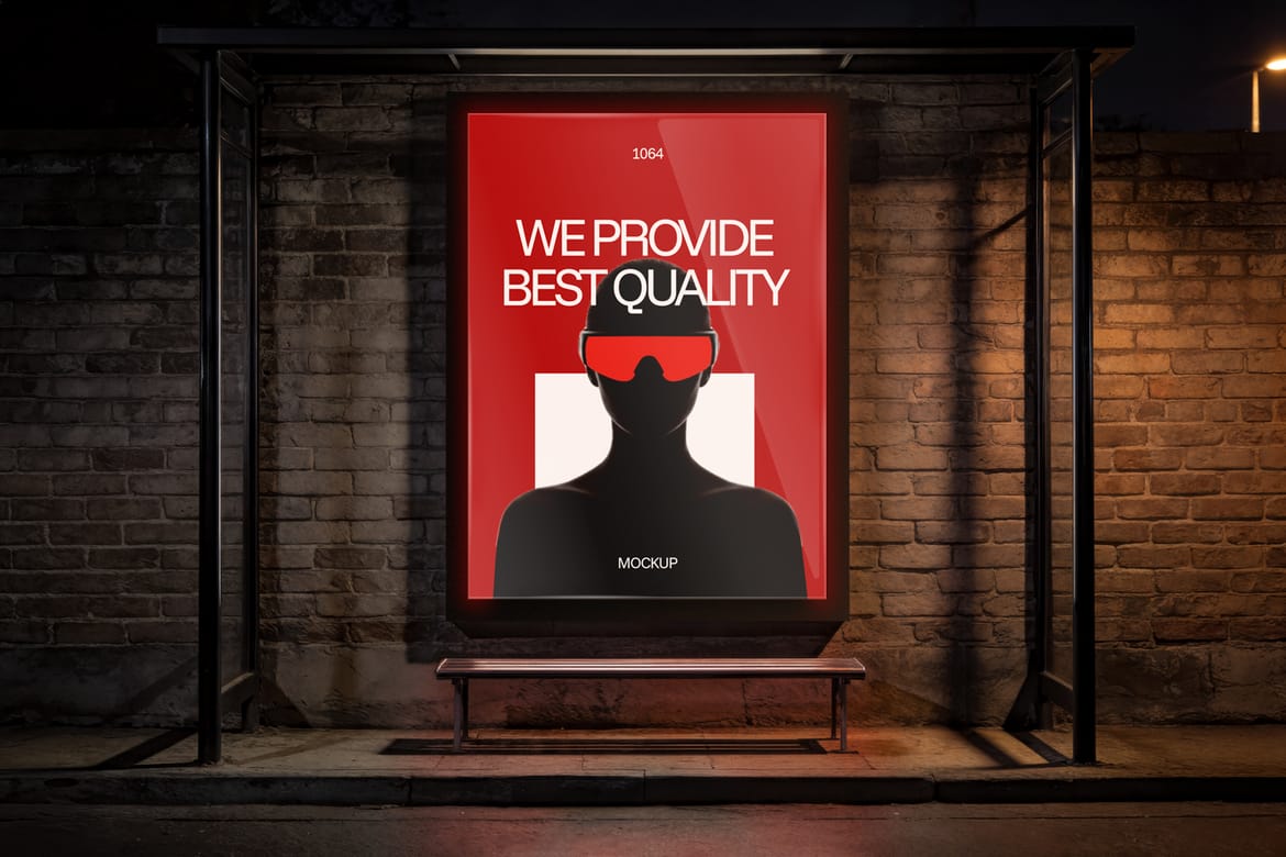 Bus Stop Advertising Billboard Mockup