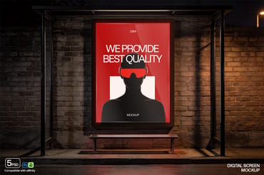 Bus Stop Advertising Billboard Mockup