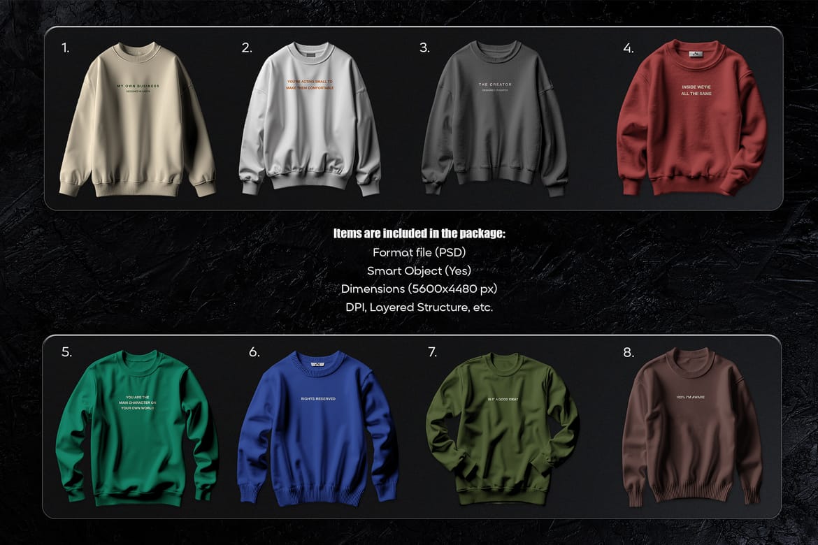 Crewneck Sweatshirt Mockup Set