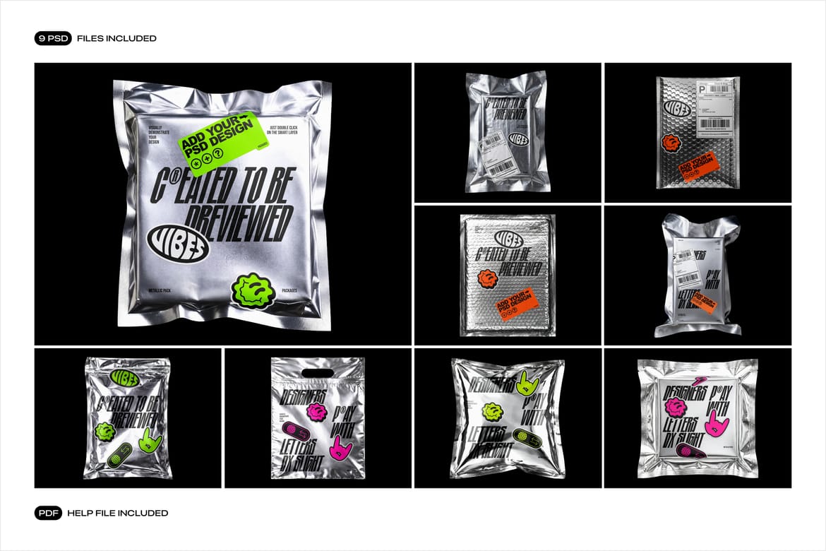 Metallic Foil Bag Mockup Set