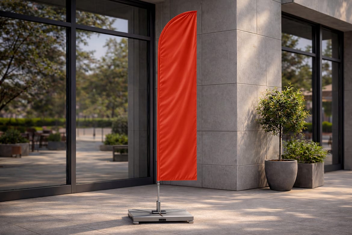 Outdoor Advertising Feather Flag Mockup