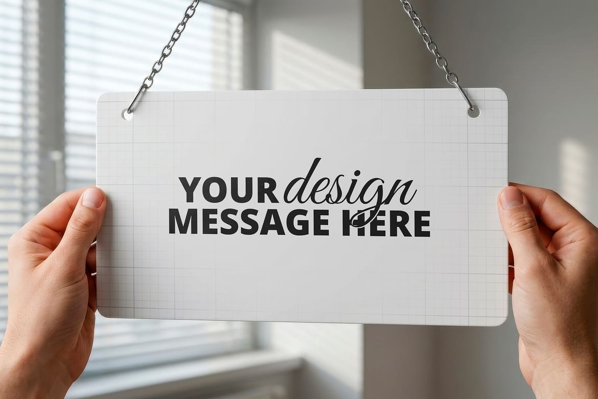 Holding Store Sign Mockup