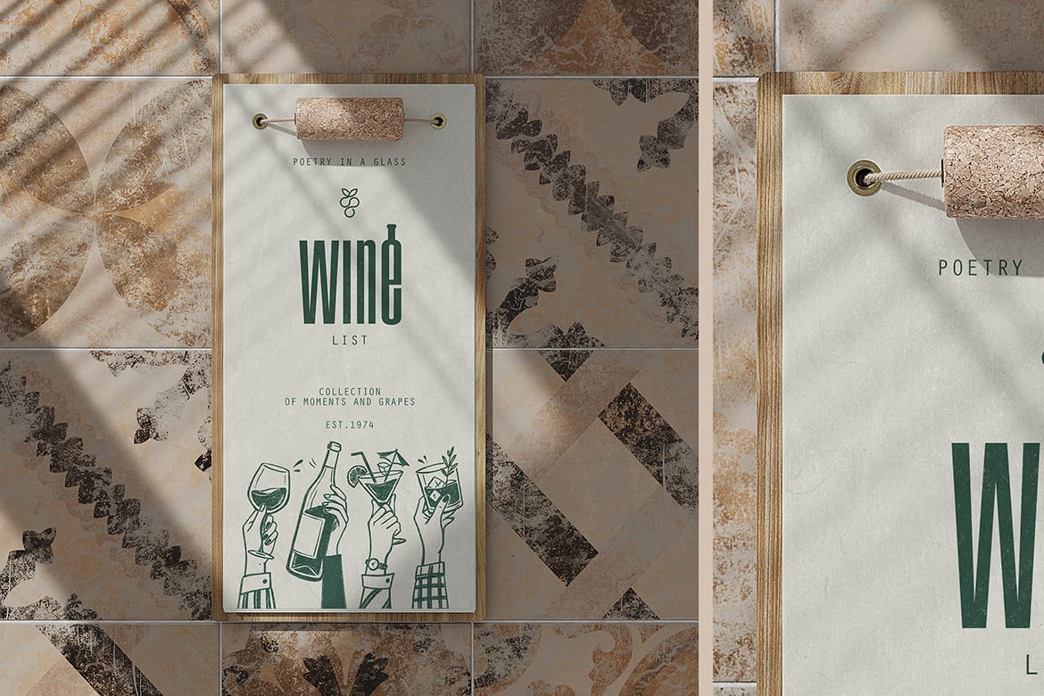 Cork Clip Wine List Clipboard Mockup