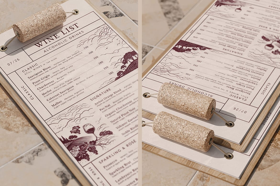 Cork Clip Wine List Clipboard Mockup