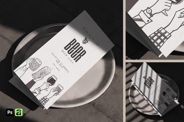 DL Tri-fold Menu on Plate Mockup
