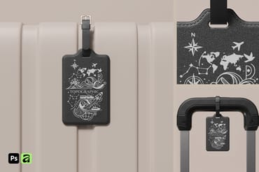 Leather Luggage Tag with Buckle Mockup