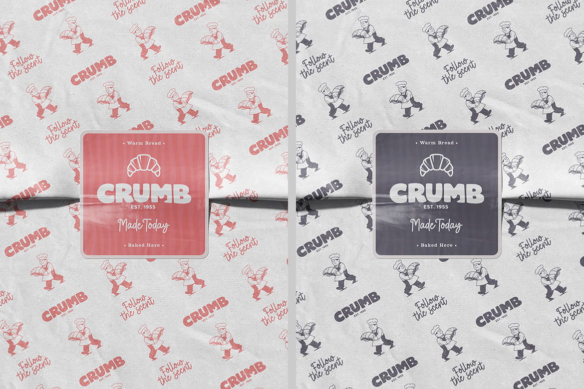 Branded Wrapping Paper with Sticker Mockup