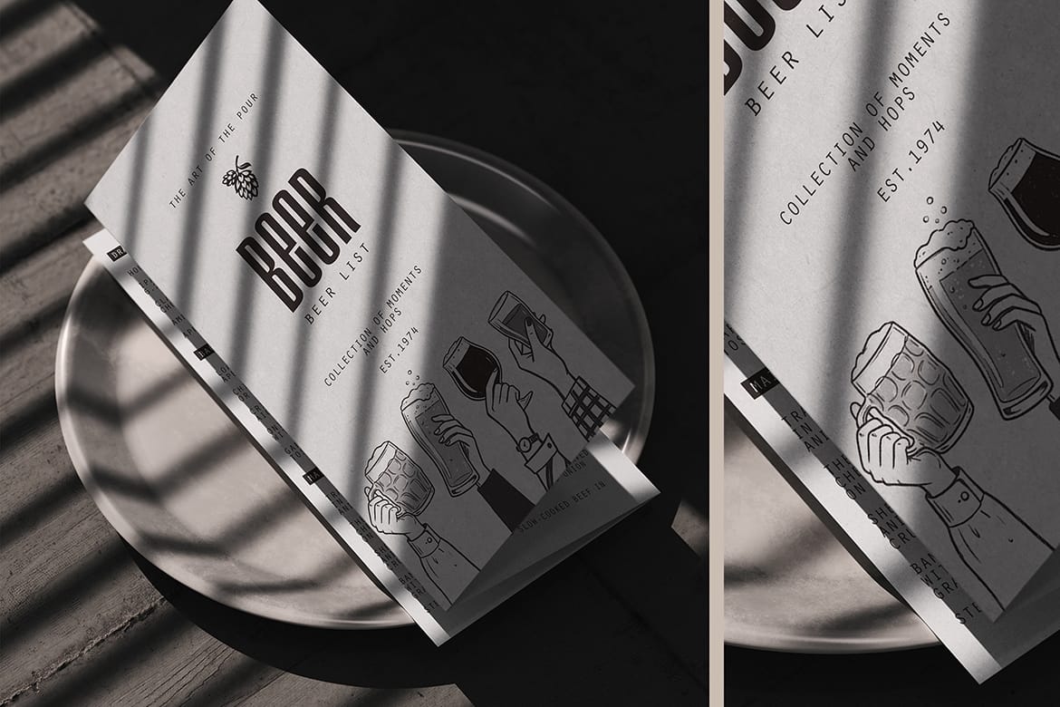 DL Tri-fold Menu on Plate Mockup