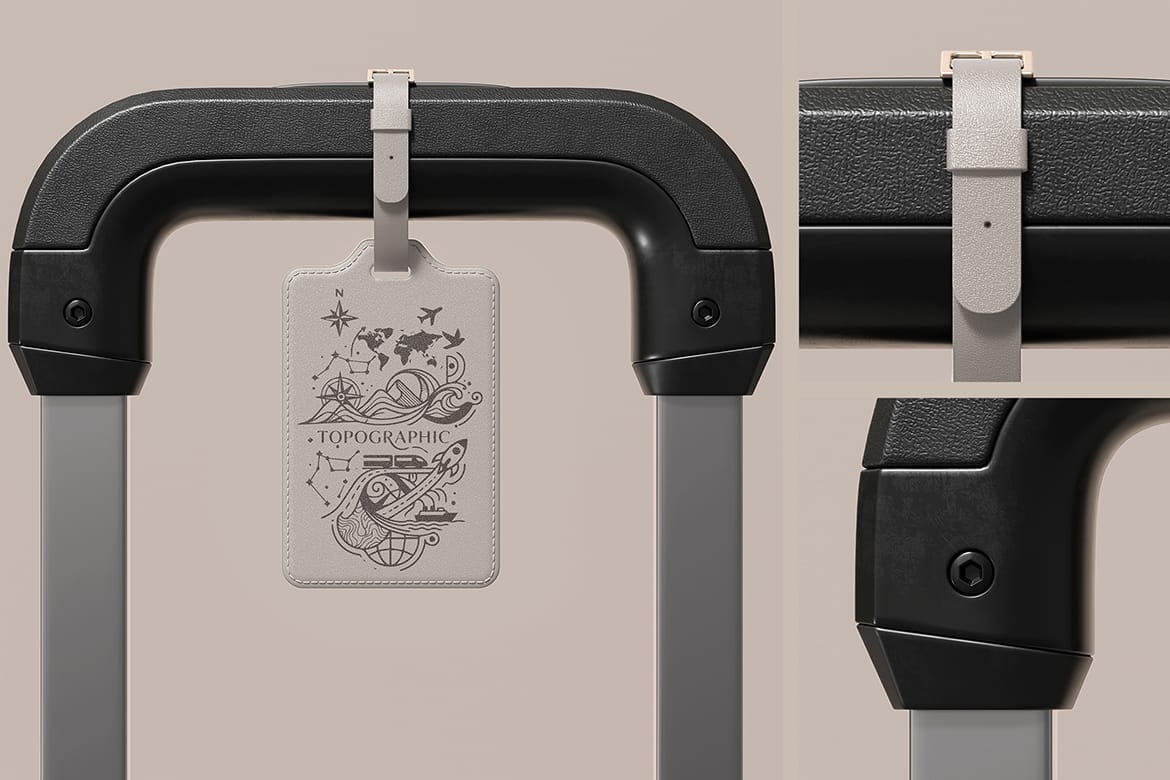 Leather Luggage Tag with Buckle Mockup