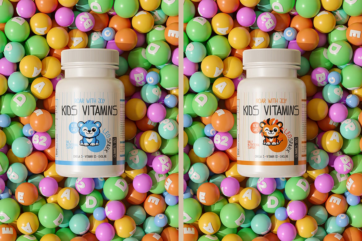 Plastic Vitamin Bottle Mockup