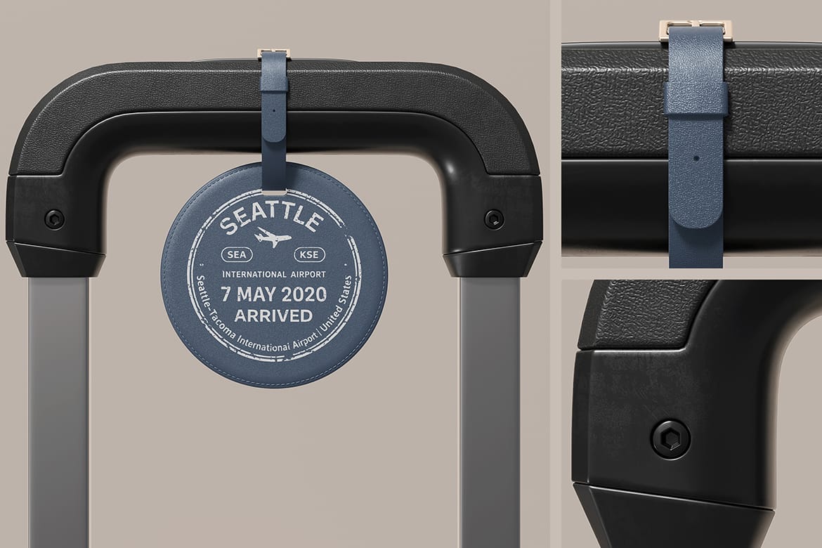 Round Leather Luggage Tag Mockup