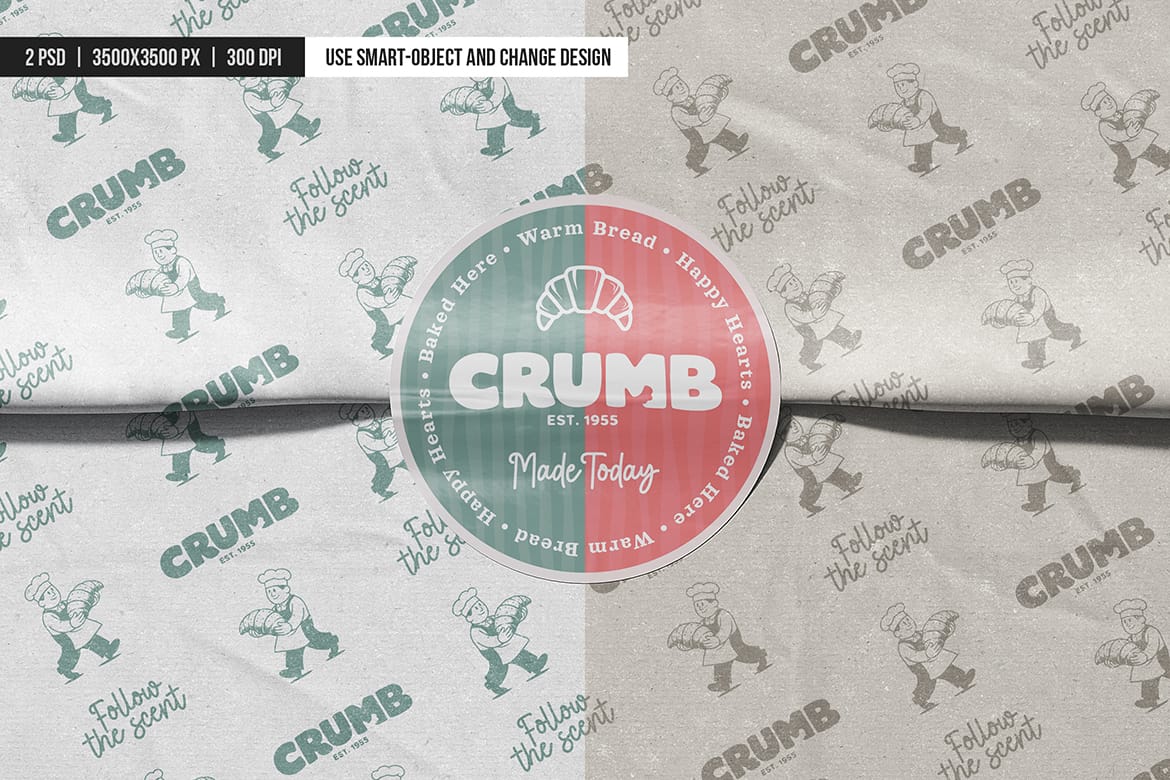 Branded Wrapping Paper with Sticker Mockup