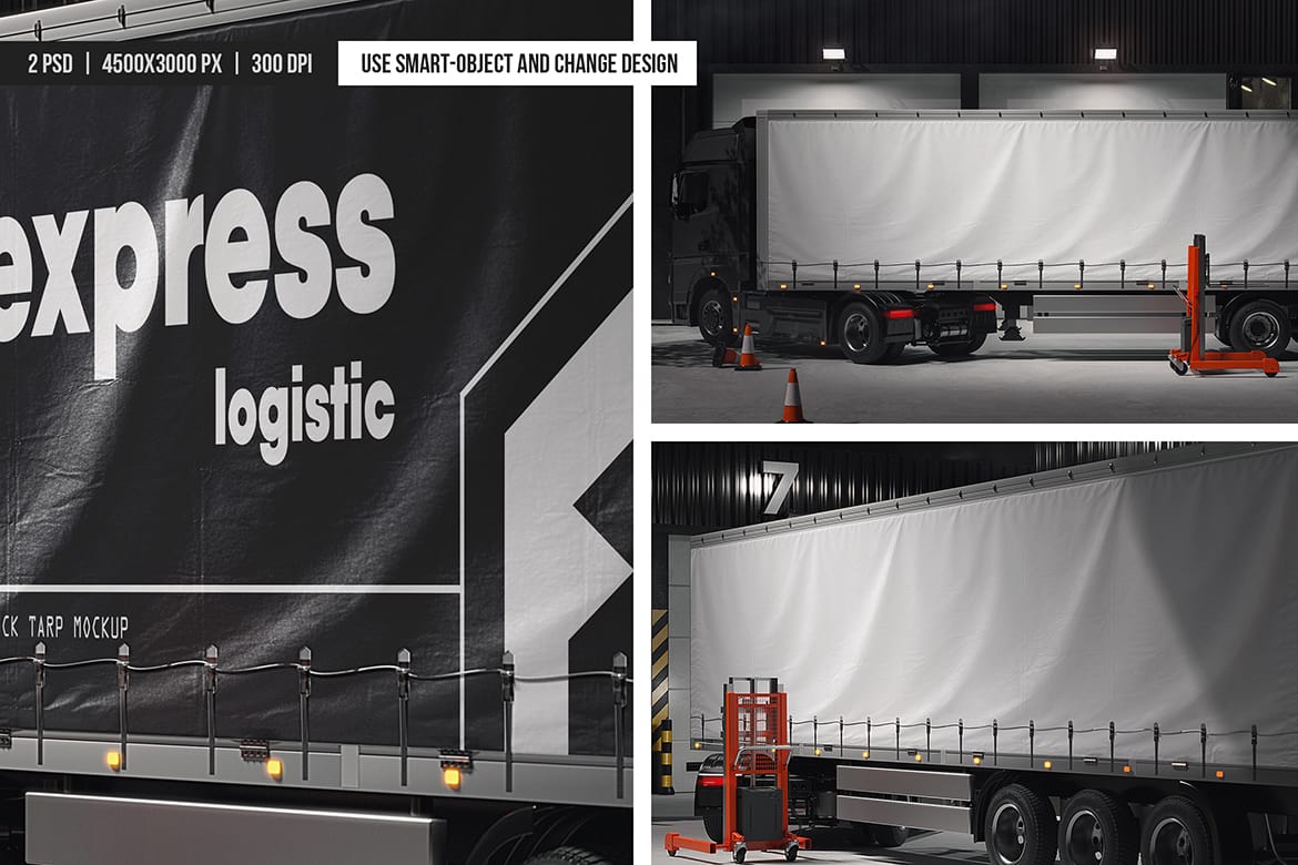 Truck Tarp Advertising Mockup