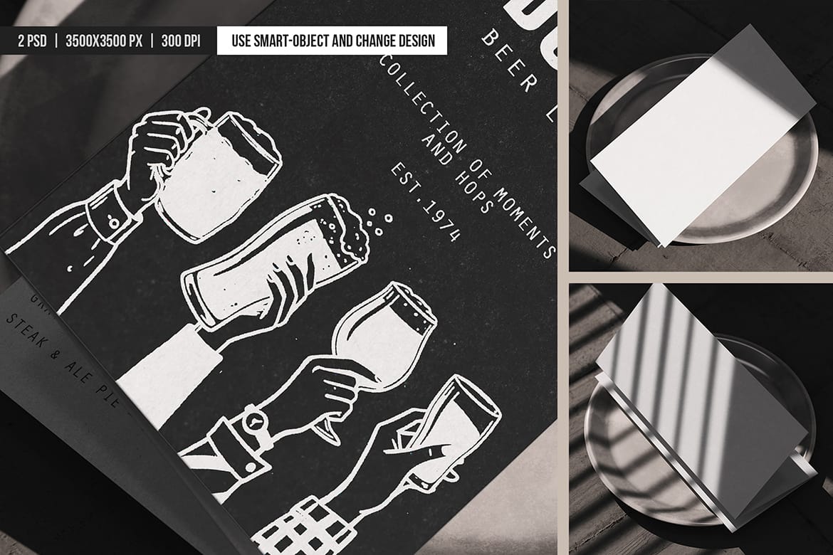DL Tri-fold Menu on Plate Mockup