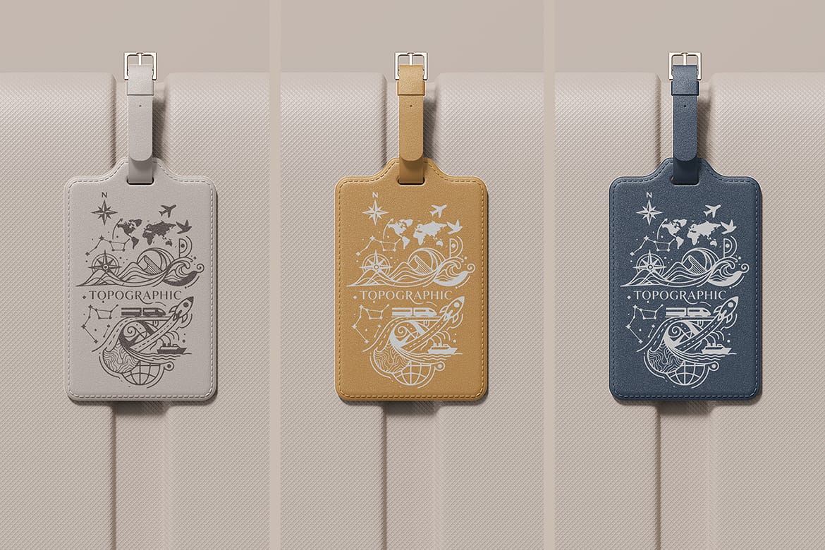 Leather Luggage Tag with Buckle Mockup