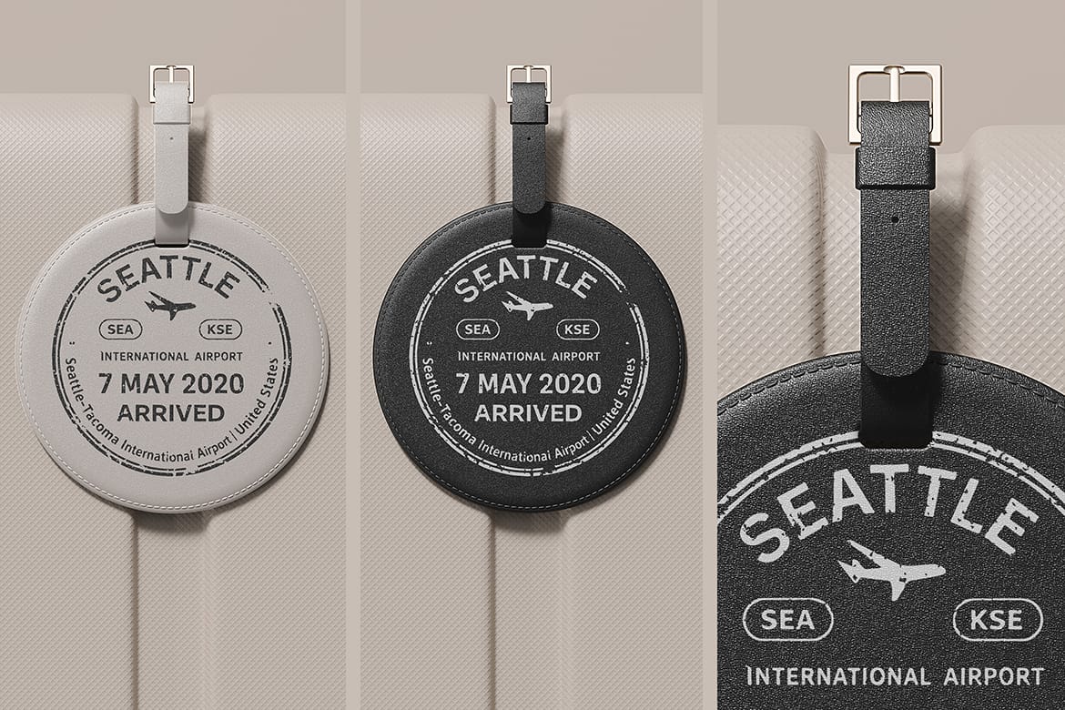Round Leather Luggage Tag Mockup