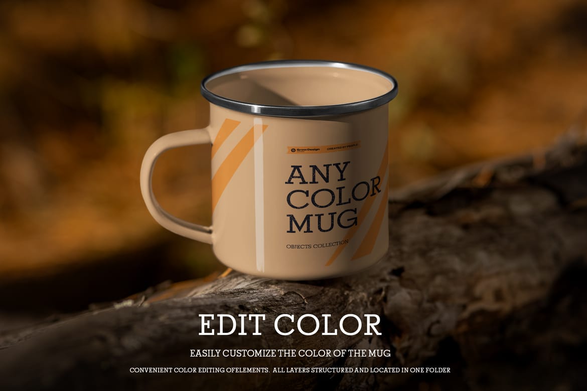 8 Enamel Metal Mug Mockups – Outdoor Camping Edition, 5K High-Res PSD