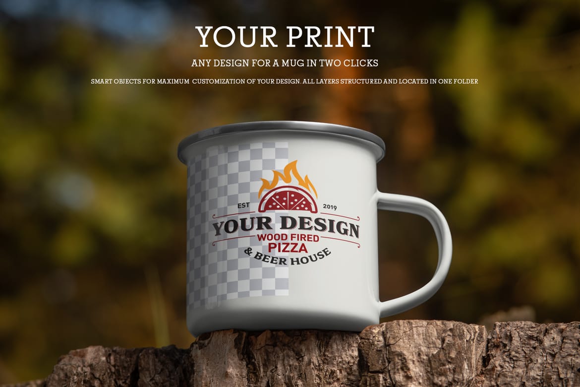 8 Enamel Metal Mug Mockups – Outdoor Camping Edition, 5K High-Res PSD